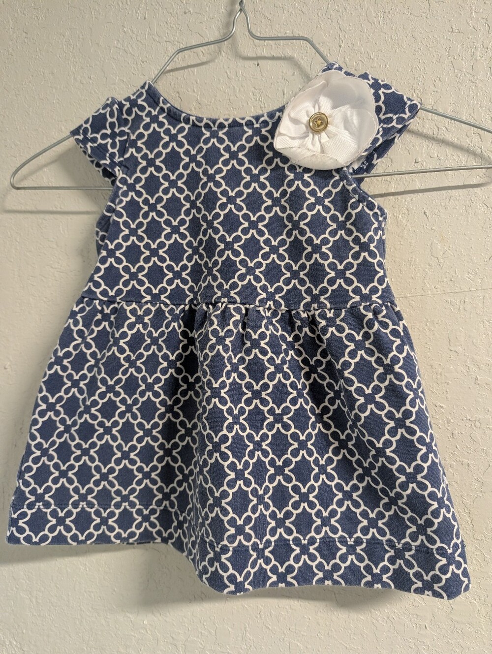 Janie And Jack Cap Sleeve Dress 6-12 Mos Navy Geo Print Flower Boho Cottage